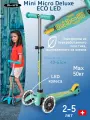 Детский трехколесный самокат Mini Micro Deluxe ECO мятный со светящимися колесами