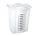 Корзина для белья с крышкой, 50л, пластик, белая, вентиляционные отверстия