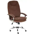 Кресло SOFTY LUX Tetchair коричневый, хромированный, ткань, металл, мягкое сиденье, с подлокотниками