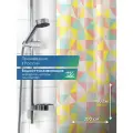 Штора для ванной комнаты VILINA тканевая с рисунком водоотталкивающая с кольцами 180х200см занавес в душевую