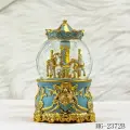 Снежный шар в стиле Tiffany Blue Бирюзовая карусель с вращением и автометелицей 12х17 см