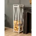 Дровница подставка для дров для бани камина печи с полкой лофт Тонто белый/серый