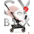 Cybex Coya Коляска c бампером, дождевиком, рама Rose Gold/текстиль Peach Pink