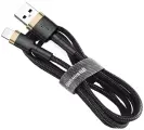 Кабель Baseus Cafule USB - Lightning, 1 м, 1 шт, черный/золотистый