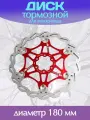 Тормозной диск красный 180 мм для велосипеда / Велосипедный ротор дискового тормоза
