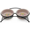 Миска Triol Лакомка CB12/30231012 с двумя керамическими мисками 250 мл 0.25 л 1 шт. бежевый/черный 15 см 28 см 8 см