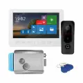 Комплект видеодомофона WHITE SURFACE 7 FHD KIT PLUS: монитор + вызывная панель с контролем доступа по брелокам + замок