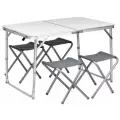 Набор складной туристический стол 120*60*70 и 4 стула, светлый