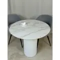 Стол кухонный Mesa Design Ronda, керамогранит, круглый, белый с золотыми прожилками, 80 см, металлическое подстолье