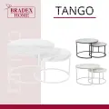 Комплект журнальных кофейных приставных столиков Tango 2 шт МДФ белый мрамор с белыми ножками металл