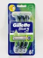 Gillette Blue3 plus Sensitive Одноразовые станки с 3 лезвиями плавающая головка 6 шт