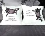 Подушки Обнять Енота, в комплекте две подушки, каждая подушка 40х40 см