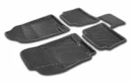 EVA (ЕВА) ЭВА коврики с бортами Kia Rio 3 (2011-2017), Hyundai Solaris (3Д пресс-форма Хендай Солярис, Киа Рио 3), цвет черный