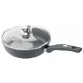 Сковорода Мечта Посуда Мечта Гранит 22 см, несъемная ручка, с крышкой, алюминий, серый (С22701)