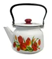 Чайник 2,3л эмаль С2714.3*78 декор Тюльпаны белый с пл. кнопкой стальэмаль