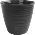 Горшок для цветов с поддоном Saffron, 5,4 л, d=22,4 см, h=20,5 см, пластиковый, чёрный