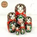 Матрешка деревянная детская традиционная сувенир 5 мест 12 см Орнамент