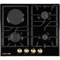 Варочная панель газовая, Комбинированная, 60 см, 1 Электро + 3 Газовые конфорки, Чугунные решетки, il Monte BH-671CBE-NSD-RUSTICO