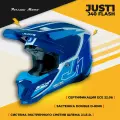 Шлем мотоциклетный кроссовый JUST1 J40 FLASH синий/белый матовый, 2XL