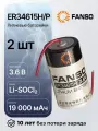 FANSO Батарейка литиевая тип D, ER34615H/P, 2 шт. 3,6В ёмкость 19000мАч для пайки на плату, аксиальные проволочные выводы, сертификат безопасности атех