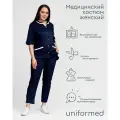 Медицинский костюм женский 408.4.4 Uniformed, сатори стрейч, рукав 3/4, на кнопках, темно-синий, 42