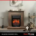 Электрокамин Fires Merlin Nord Флора коричневый с очагом Majestic, звук потрескивания дров, обогрев, имитация пламени