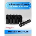 Гайки колесные GoldenAuto М12x1,25, для узких колодцев, черные, 20 шт.