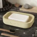Мыльница для ванной и кухни Aura из бетона, прямоугольная, кремовая матовая