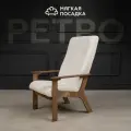 Кресло для отдыха ретро от Мягкой посадки с высокой спинкой, обивка белое букле