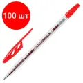 Комплект 100 шт, Ручка шариковая BRAUBERG ULTRA, красная, узел 1 мм, чернила, наконечник швейцария, 143560
