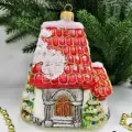 Irena-Co елочная игрушка, стекло Домик Мельница (13х12х8см)