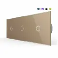 Сенсорный выключатель WiFi 3 клавиши 3 поста (1G+1G+1G) стекло 228х86мм цвет золотой