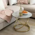 Столик журнальный круглый. Лофт. каспий светлый/золото