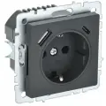 BRITE Розетка одноместная с заземлением с защитными шторками 16А с USB A+C 18Вт РЮш11-1-БрГ графит IEK