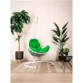 Подвесное кресло кокон M-group Овал с ротангом белое+зеленая подушка