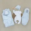 Комплект на выписку 6 предметов Медвежонок, зимний, голубой