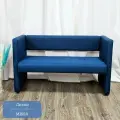 Диван прямой Мисса, рогожка синяя, для дома, офиса, зоны ожидания 124х72х57 EDLEN