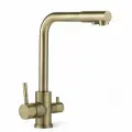 Смеситель для кухни с фильтром для питьевой воды и поворотным Г-образным гусаком, бронза