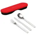 Набор из 3 столовых приборов в футляре Guzzini On the go красный