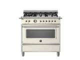 HER96L1EAVT Варочный центр Bertazzoni, 6 газовых конфорок и многофункциональный электрический шкаф, Heritage, 90 см Слоновая кость