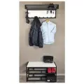 Loft комплект для прихожей из металла и ЛДСП-белая, обувница, вешалка настенная Ватсон, ширина 85см. Черная.