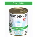 Влажный консервированный корм для собак Best Dinner Exclusive Vet Profi Hypoallergenic С индейкой и кроликом, 340г х 6 шт