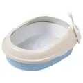 Туалет для кошек овальный с бортом (совок и сетка в комплекте), голубой, 500*370*170мм Triol