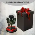 Стабилизированные цветы в стекле, Роза в колбе живая Премиум черная 27x16,5 см c подарочной коробкой, GIFT4YOU