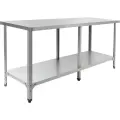 Стол Производственный, 1800х600 - Островной с Полкой - Нержавеющая Сталь
