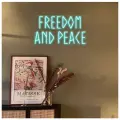 Светильник неоновый Свобода и мир Freedom and Peace, 60х34 см, бирюзовый