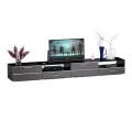 Две ТВ тумбы Ларго 1,4 цвет корпус венге/фасады МДФ графитово-серый глянец, 280х46х35 см, НЕ ун. сб.
