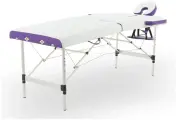 Массажный складной стол JFAL01A двухсекционный, белый/фиолетовый
