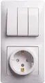 Блок Systeme Electric (schneider Electric) SCHNEIDER ELECTRIC розетка с/з со шторками и 3-кл. Выключатель SE Glossa Бел