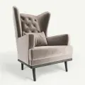 Мягкое кресло с ушами Фантазёр LUXE-5 (Светло-серый 17) с каретной стяжкой, на высоких ножках, для отдыха и чтения книг. В гостиную, балкон, спальню и переговорную комнату.